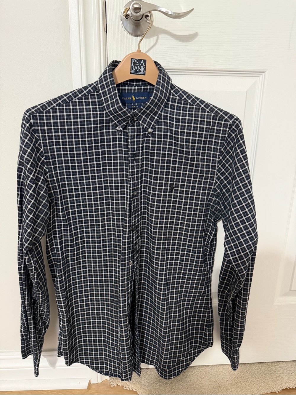 Ralph Lauren Men’s black and White Windowpane Button-Down Shirt